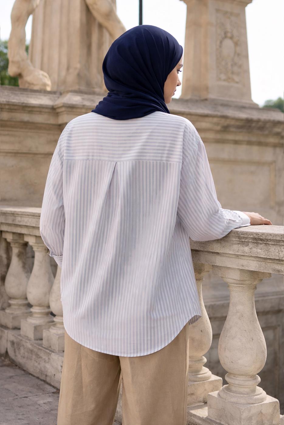 Hijab clothing PURPLE STRIPED SHIRT COLLAR TUNIC T 52021