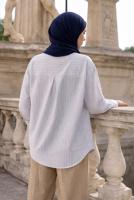 Hijab clothing PURPLE STRIPED SHIRT COLLAR TUNIC T 52021