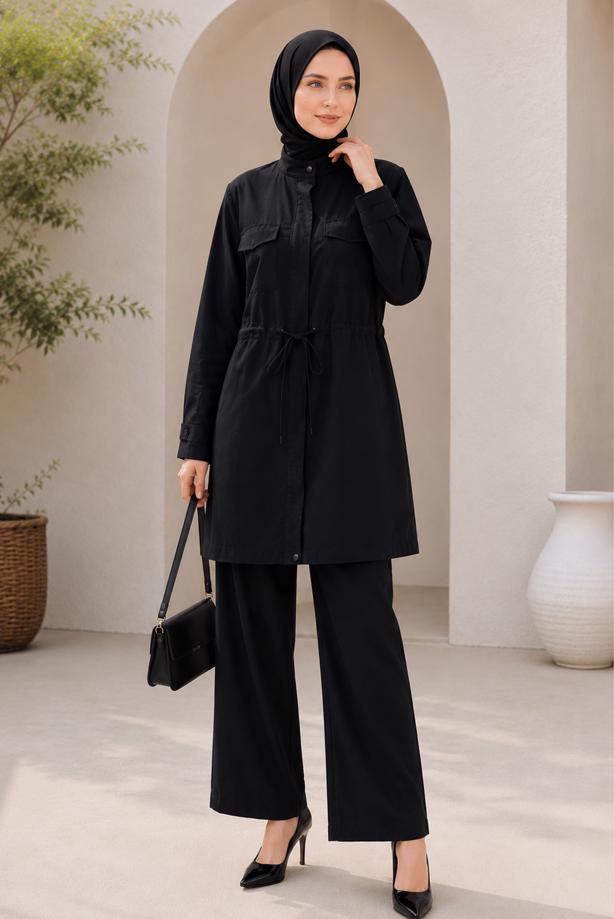 Hijab clothing  SMOCKED WAIST JACKET TUNIC T 6432 - TRENDTESETTÜR