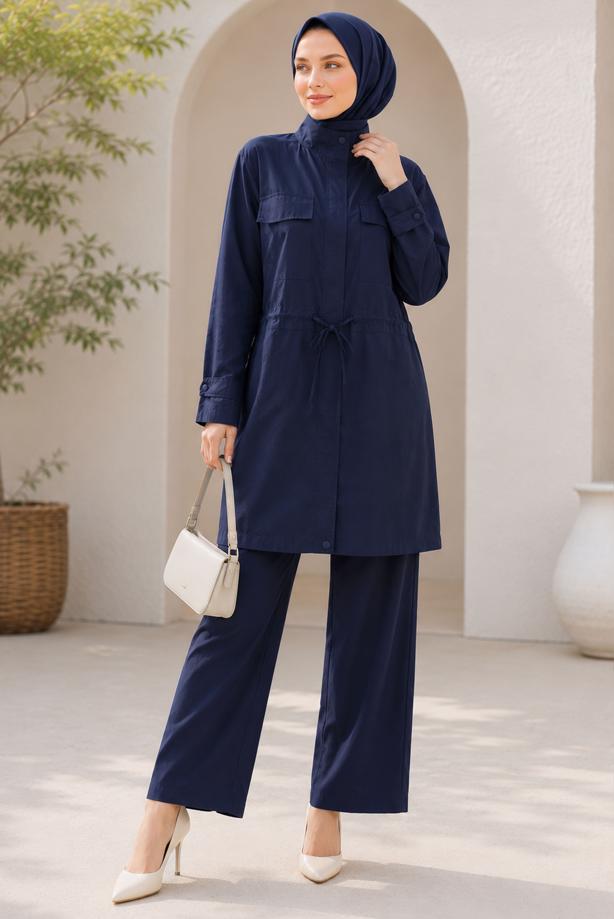 Hijab clothing  SMOCKED WAIST JACKET TUNIC T 6432 - TRENDTESETTÜR
