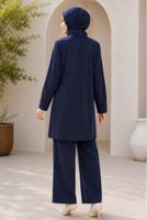 Hijab clothing NAVY BLUE SMOCKED WAIST JACKET TUNIC T 6432