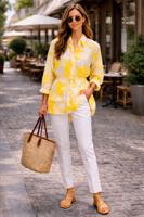 Tesettür giyim SARI KUŞAKLI PAMUKLU TUNİK T 6620