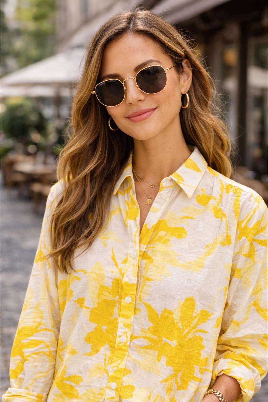 Tesettür giyim SARI KUŞAKLI PAMUKLU TUNİK T 6620