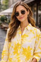 Tesettür giyim SARI KUŞAKLI PAMUKLU TUNİK T 6620