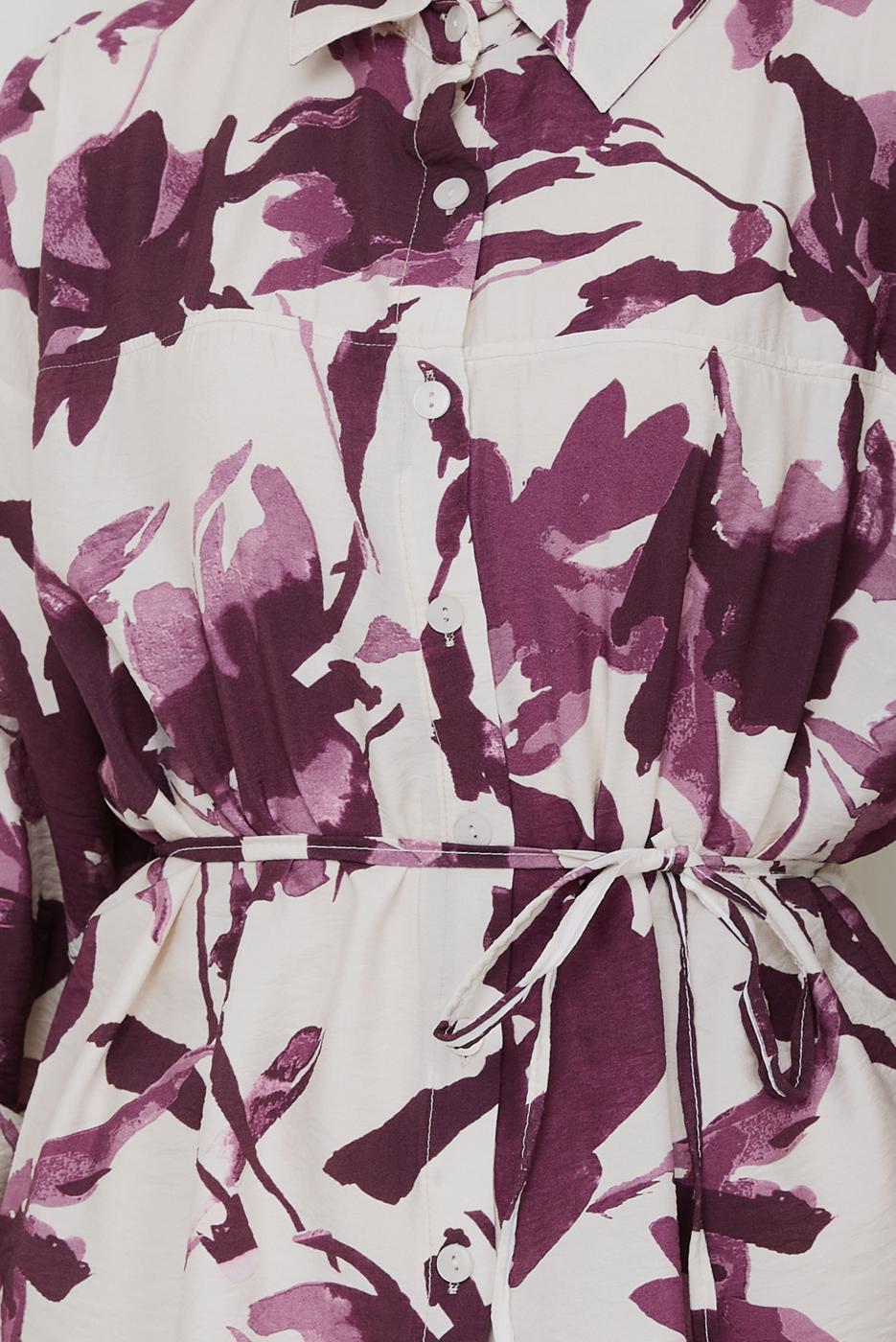 Tesettür giyim MÜRDÜM KUŞAKLI PAMUKLU TUNİK T 6620