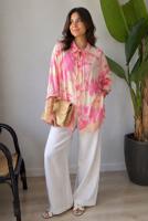 Tesettür giyim PEMBE KUŞAKLI PAMUKLU TUNİK T 6620