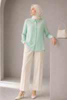 Tesettür giyim YEŞİL SOFT TOUCH GÖMLEK TUNİK T 74602