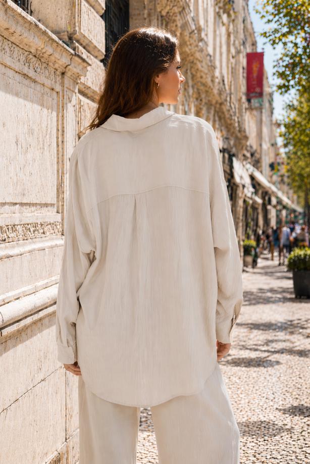 Tesettür giyim BEJ BONCUK İŞLEMELİ TUNİK T 9520 - TRENDTESETTÜR