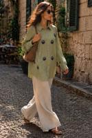 Tesettür giyim HAKİ BONCUK İŞLEMELİ TUNİK T 9520