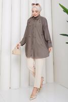 Vêtements hijab VISON TUNIQUE BRODÉE DE PERLES DE COTON T 9520