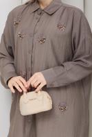 Vêtements hijab VISON TUNIQUE BRODÉE DE PERLES DE COTON T 9520