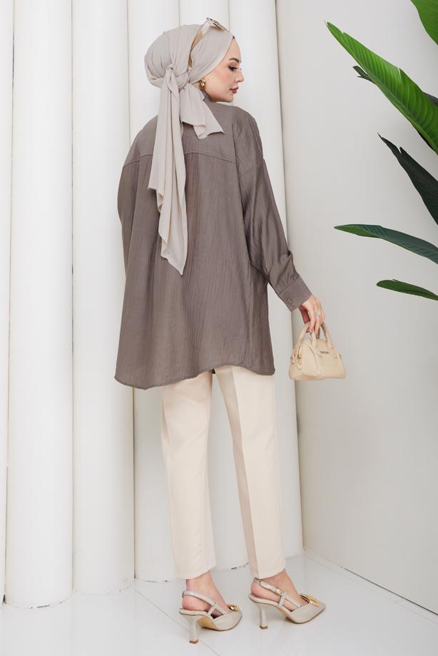 Vêtements hijab VISON TUNIQUE BRODÉE DE PERLES DE COTON T 9520 - TRENDTESETTÜR