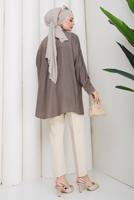 Vêtements hijab VISON TUNIQUE BRODÉE DE PERLES DE COTON T 9520