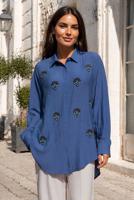 Tesettür giyim LACİVERT BONCUK İŞLEMELİ TUNİK T 9520