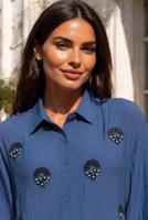 Tesettür giyim LACİVERT BONCUK İŞLEMELİ TUNİK T 9520