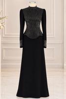 Vêtements hijab NOIR ROBE DE SOIRÉE DÉTAIL GEMME T 2641