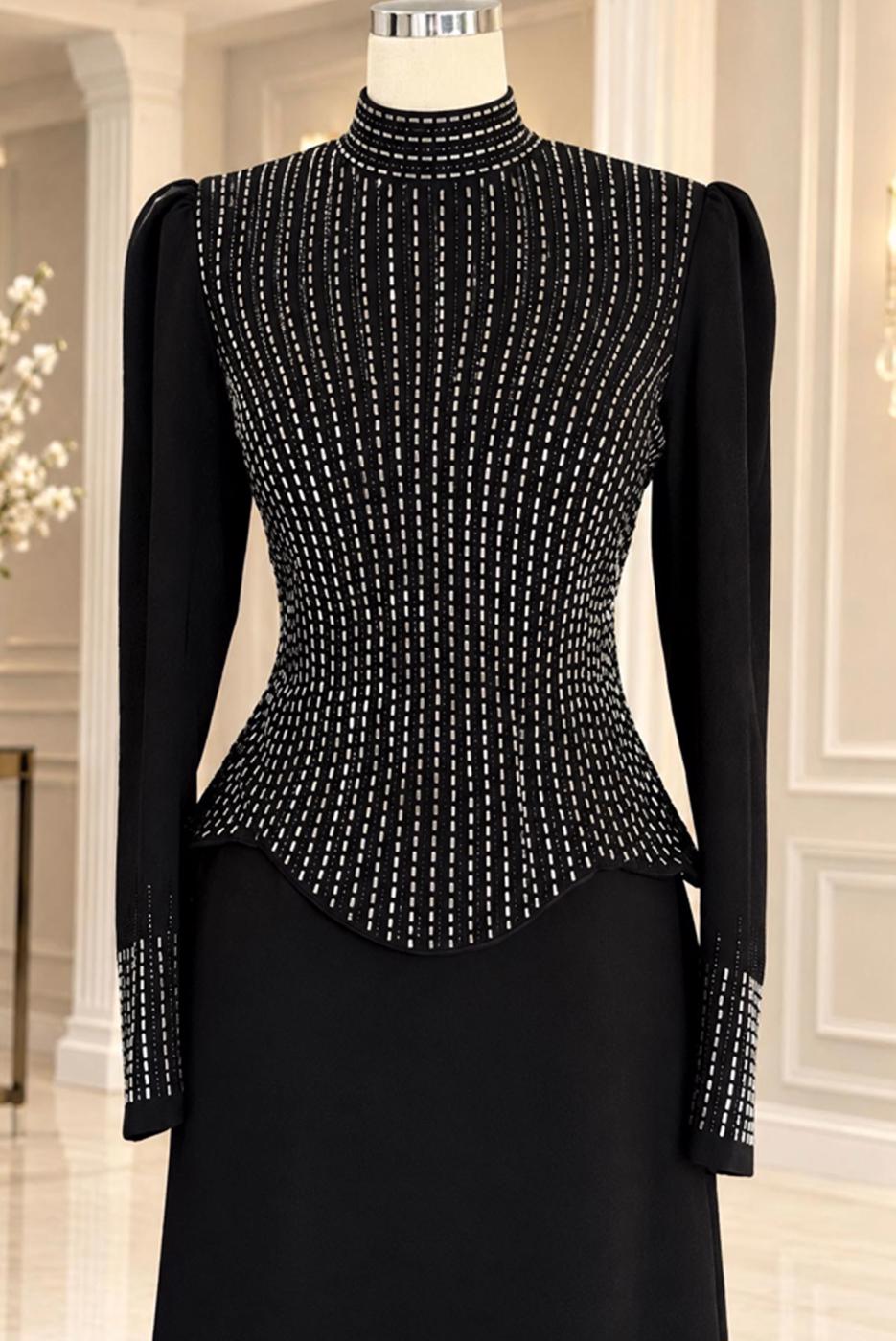 Vêtements hijab NOIR ROBE DE SOIRÉE DÉTAIL GEMME T 2641