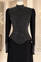Vêtements hijab NOIR ROBE DE SOIRÉE DÉTAIL GEMME T 2641