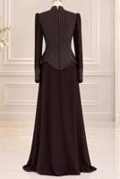 Vêtements hijab BRUN ROBE DE SOIRÉE DÉTAIL GEMME T 2641