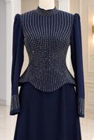 Vêtements hijab BLEU MARINE ROBE DE SOIRÉE DÉTAIL GEMME T 2641