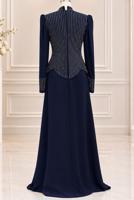 Vêtements hijab BLEU MARINE ROBE DE SOIRÉE DÉTAIL GEMME T 2641