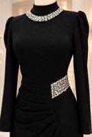 Vêtements hijab NOIR ROBE DE SOIRÉE DÉTAIL GEMME T 4541