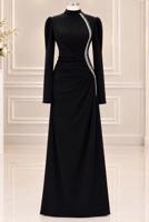 Vêtements hijab NOIR ROBE DE SOIRÉE DÉTAIL GEMME T 4731