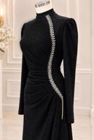 Vêtements hijab NOIR ROBE DE SOIRÉE DÉTAIL GEMME T 4731