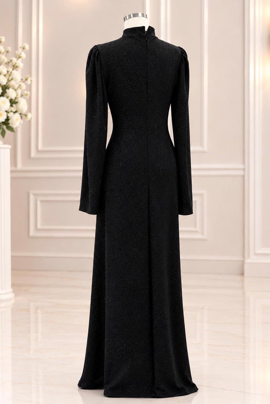 Vêtements hijab NOIR ROBE DE SOIRÉE DÉTAIL GEMME T 4731