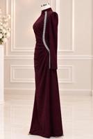 Vêtements hijab ROUGE BORDEAUX ROBE DE SOIRÉE DÉTAIL GEMME T 4731