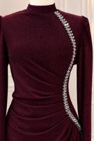 Vêtements hijab ROUGE BORDEAUX ROBE DE SOIRÉE DÉTAIL GEMME T 4731