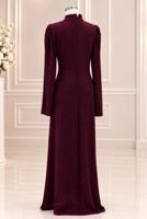 Vêtements hijab ROUGE BORDEAUX ROBE DE SOIRÉE DÉTAIL GEMME T 4731