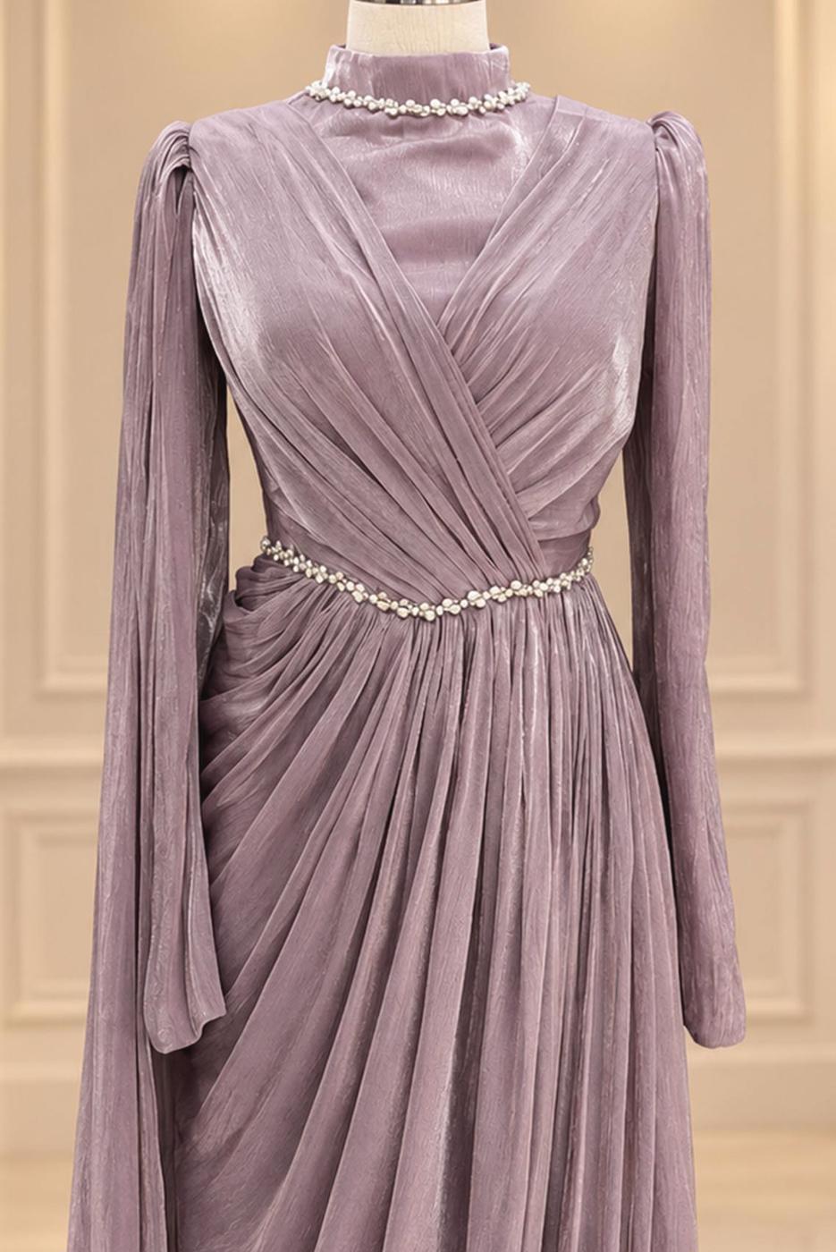 Vêtements hijab POURPRE ROBE DE SOIRÉE DRAPÉE T 4863