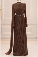 Vêtements hijab BRUN ROBE DE SOIRÉE DRAPÉE T 4863