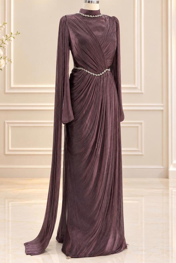 Vêtements hijab ROSE ROBE DE SOIRÉE DRAPÉE T 4863 - TRENDTESETTÜR