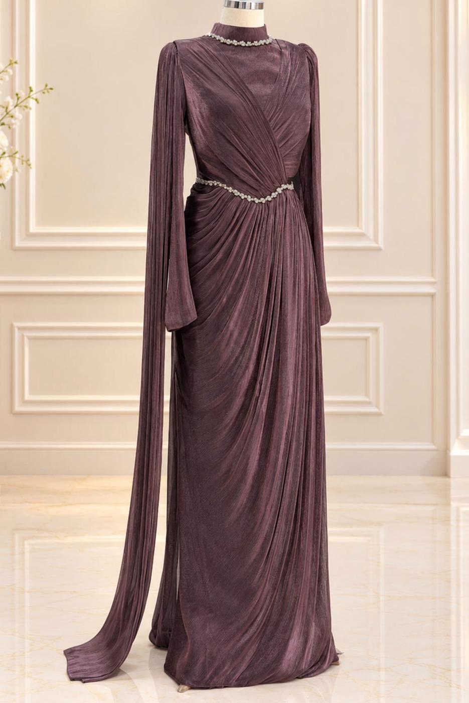 Vêtements hijab ROSE ROBE DE SOIRÉE DRAPÉE T 4863
