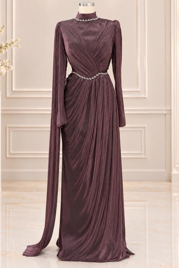Vêtements hijab ROSE ROBE DE SOIRÉE DRAPÉE T 4863 - TRENDTESETTÜR
