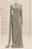 Vêtements hijab VERT ROBE DE SOIRÉE DRAPÉE T 4863