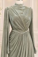 Vêtements hijab VERT ROBE DE SOIRÉE DRAPÉE T 4863