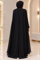 Tesettür giyim SİYAH T 9441 AH PELERİN DETAYLI ABİYE ELBİSE