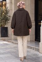 Hijab clothing BROWN CHAIN DETAIL QUILTED JACKET T 2803