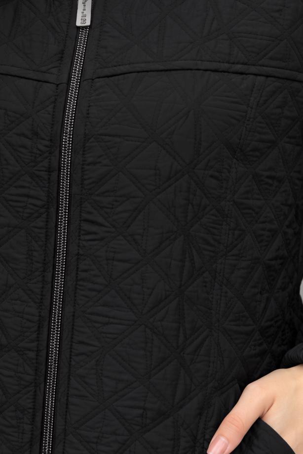 Hijab clothing BLACK HOODED QUILTED COAT T 8203 - TRENDTESETTÜR