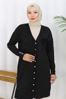 Tesettür giyim SİYAH V YAKA TRİKO HIRKA T 0623-1