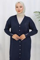 Tesettür giyim LACİVERT V YAKA TRİKO HIRKA T 0623-1