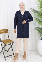 Tesettür giyim LACİVERT V YAKA TRİKO HIRKA T 0623-1