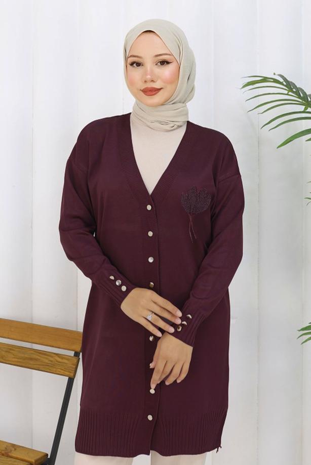 Tesettür giyim MÜRDÜM UZUN TRİKO HIRKA T 0623-1 - TRENDTESETTÜR