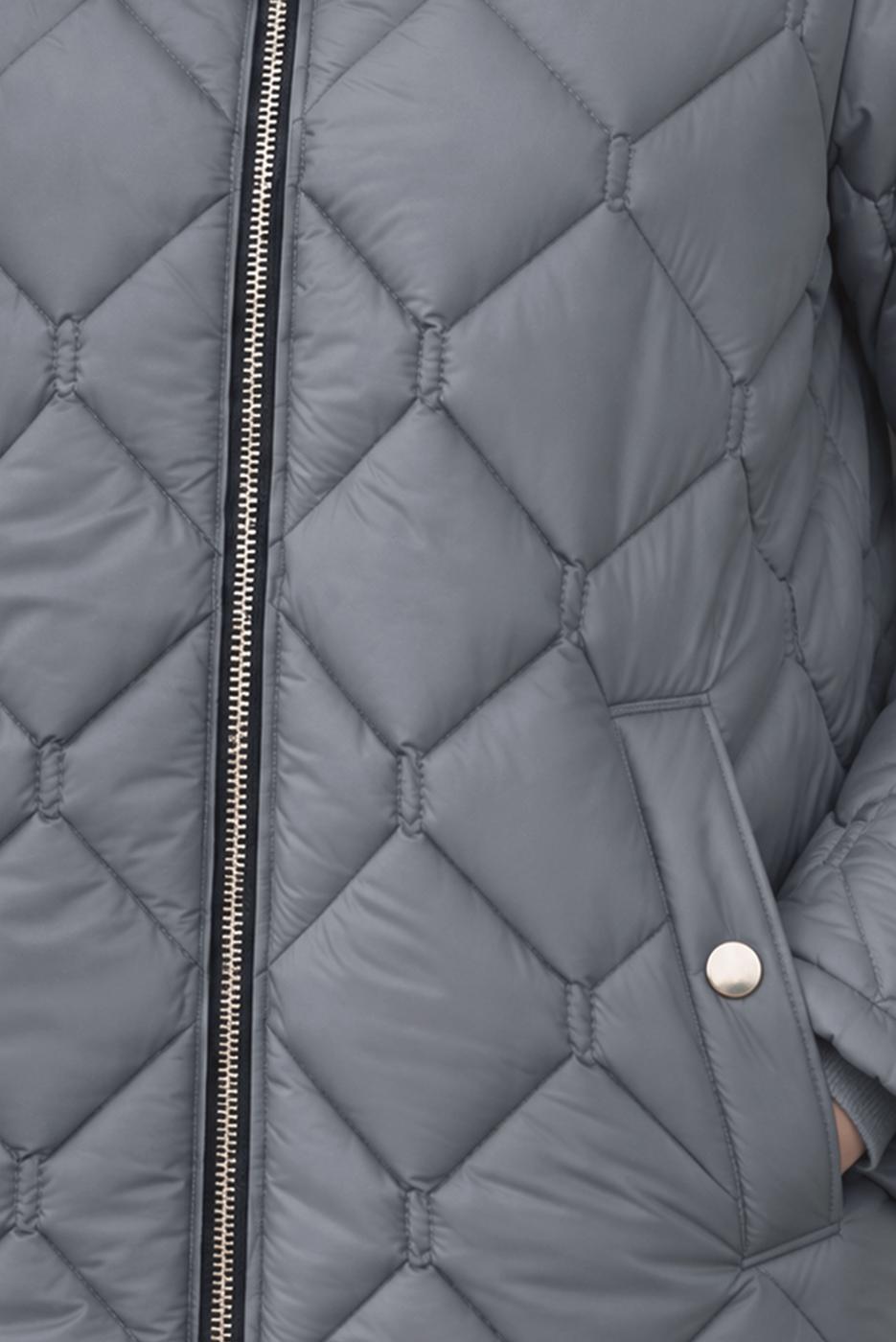 Tesettür giyim GRİ KAPÜŞONLU KAPİTONE MONT T 0105