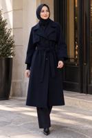 Hijab clothing NAVY BLUE BELTED COAT T 0136