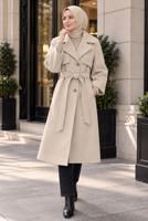 Hijab clothing BEIGE BELTED COAT T 0136