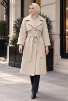 Hijab clothing BEIGE BELTED COAT T 0136